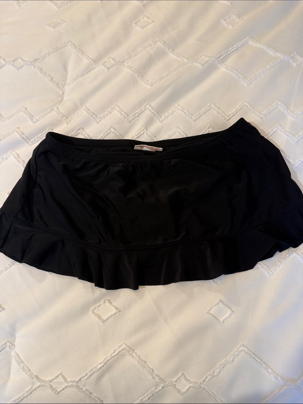 Black Womens Ruffle Hem short Swim Skirt